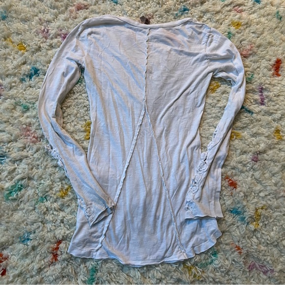 Free People | Crochet Sleeve Detail Henley - Picture 4 of 11